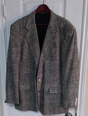 VTG Christopher Hayes 100% Silk Donegal Weave Sport Coat 40L Grey